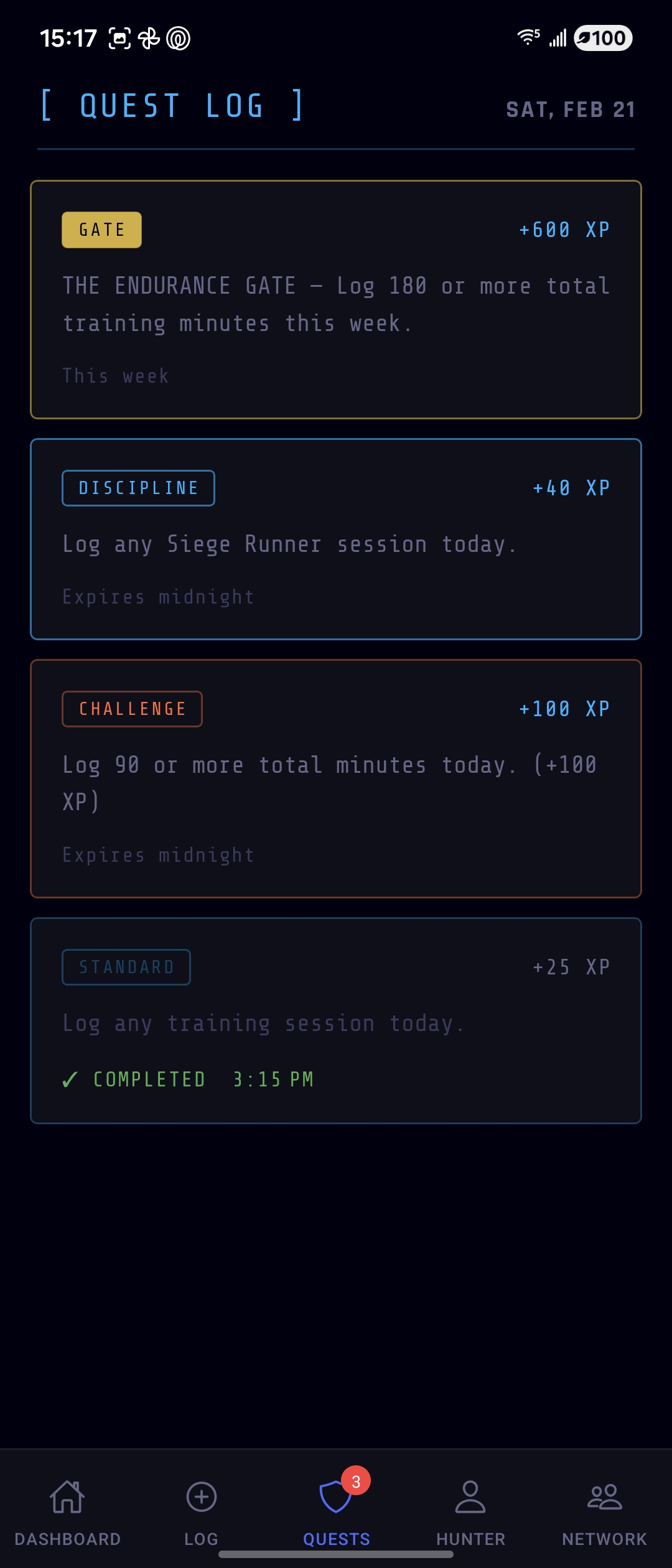 MONARCH Quest Log — active daily directives